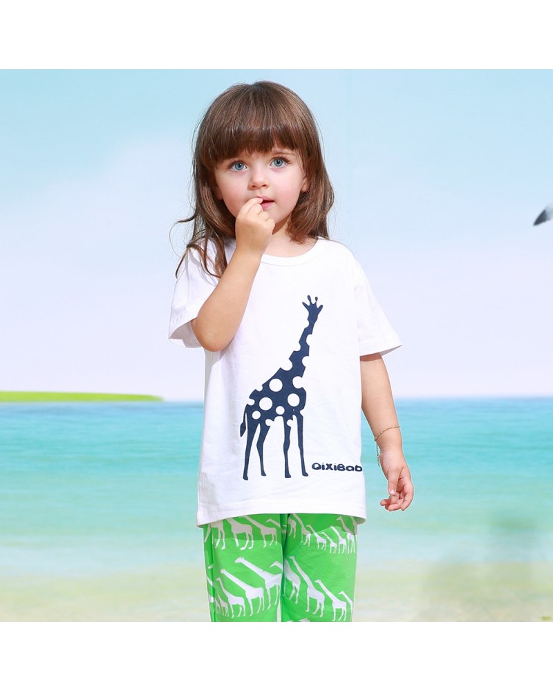 children   pure cotton short sleeve T-shirt two-piece fashion children's clothes